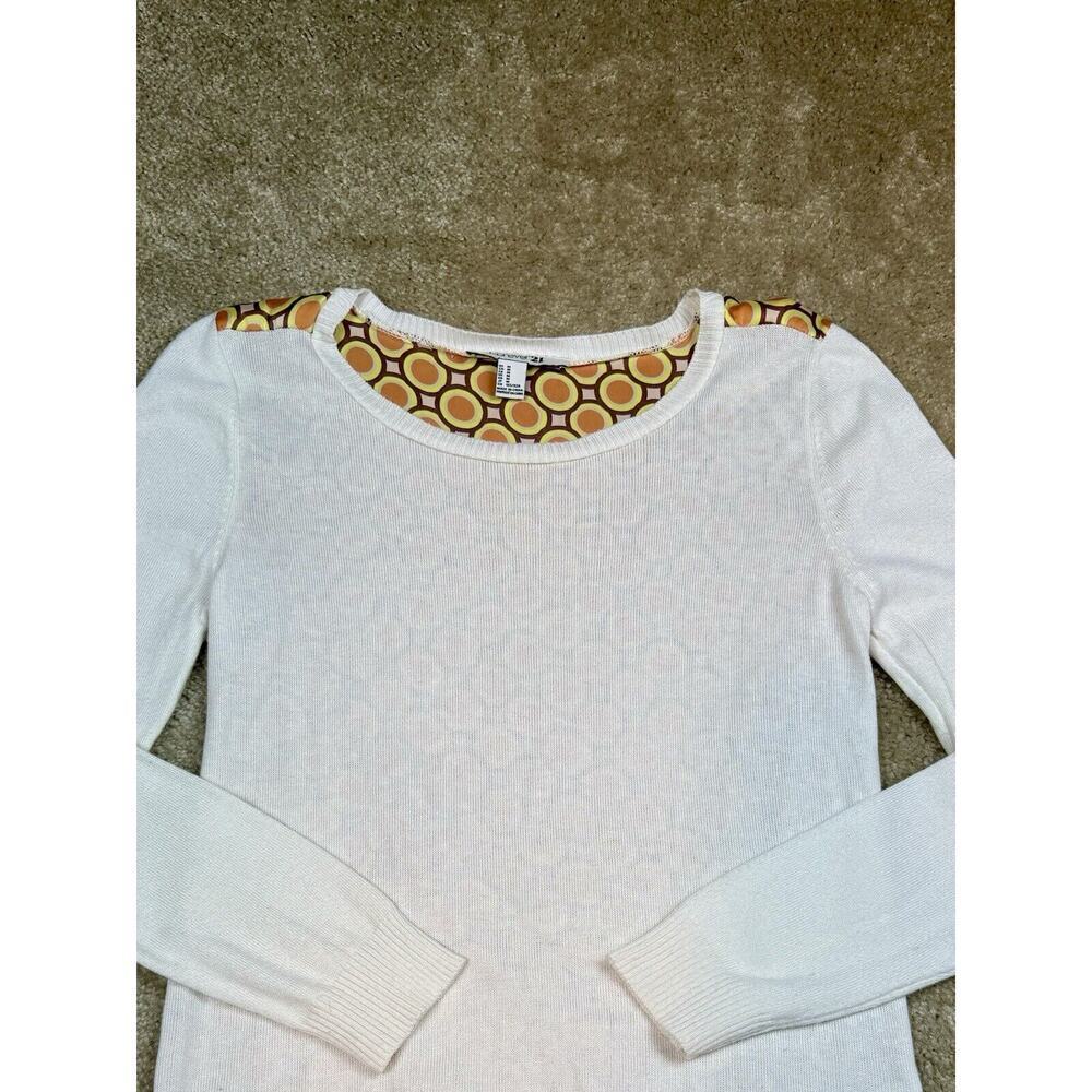 Forever 21 Women’s Size Medium White Lightweight Sweater 70s 60s Back Panel A286